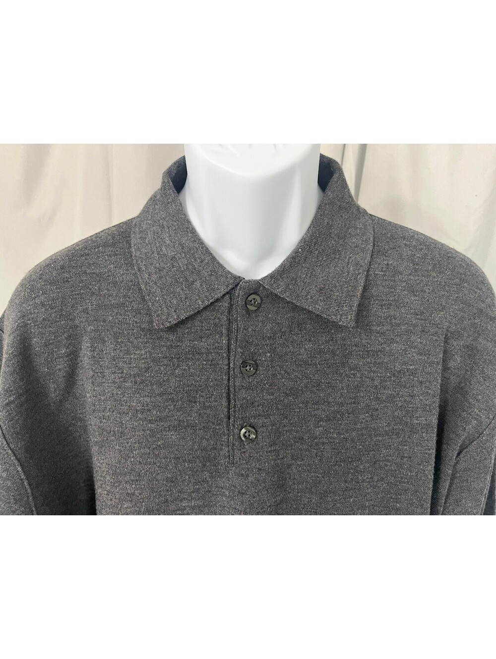 St. Croix Men's Solid Gray 100% Wool Polo Style Sweater XL EUC
